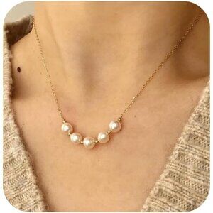 KummerSaprk Pearl Choker Necklace for Women Layered Gold Beaded Jewelry Gift